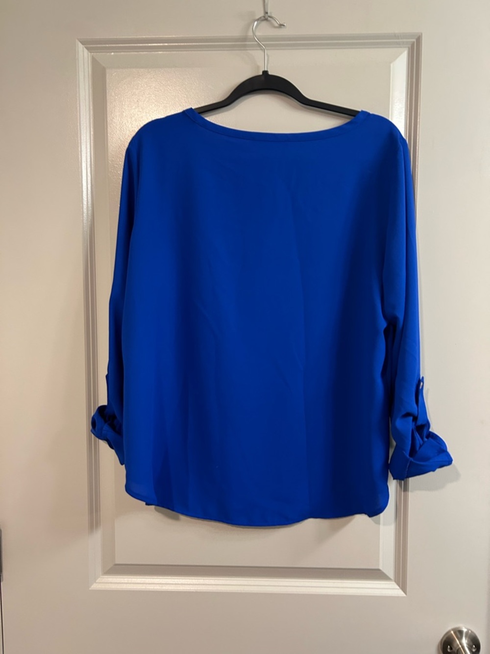 Nine West Cobalt Blue Roll-Tab Sleeve Blouse - Picture 4 of 4